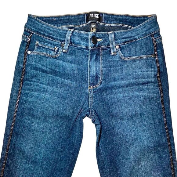 Paige Denim Verdugo Ultra Skinny Jeans with Chain Detail in Blue Wash Women’s 27 - Picture 1 of 10